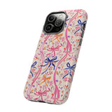 Whirly Bows Phone Case - Pink Preppy Flowers Protective Cover for iPhone, Samsung, Pixel