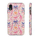 Whirly Bows Phone Case - Pink Preppy Flowers Protective Cover for iPhone, Samsung, Pixel