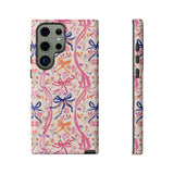 Whirly Bows Phone Case - Pink Preppy Flowers Protective Cover for iPhone, Samsung, Pixel