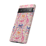 Whirly Bows Phone Case - Pink Preppy Flowers Protective Cover for iPhone, Samsung, Pixel