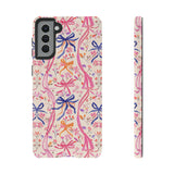 Whirly Bows Phone Case - Pink Preppy Flowers Protective Cover for iPhone, Samsung, Pixel