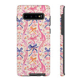 Whirly Bows Phone Case - Pink Preppy Flowers Protective Cover for iPhone, Samsung, Pixel