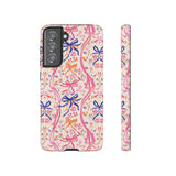 Whirly Bows Phone Case - Pink Preppy Flowers Protective Cover for iPhone, Samsung, Pixel