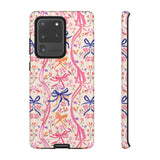 Whirly Bows Phone Case - Pink Preppy Flowers Protective Cover for iPhone, Samsung, Pixel