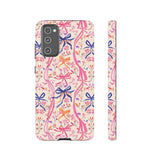 Whirly Bows Phone Case - Pink Preppy Flowers Protective Cover for iPhone, Samsung, Pixel