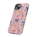 Whirly Bows Phone Case - Pink Preppy Flowers Protective Cover for iPhone, Samsung, Pixel