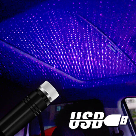 2PCS USB Car Atmosphere Blue Star Light Mini LED Projection Lamp Star Night